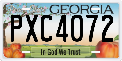 GA license plate PXC4072