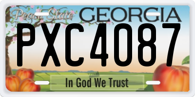 GA license plate PXC4087