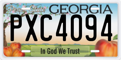 GA license plate PXC4094