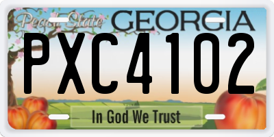GA license plate PXC4102