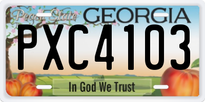 GA license plate PXC4103