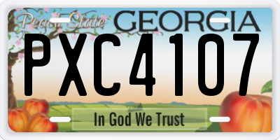 GA license plate PXC4107