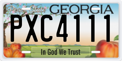 GA license plate PXC4111