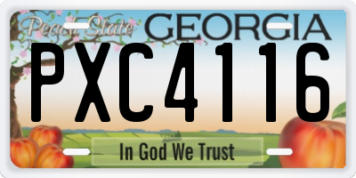 GA license plate PXC4116
