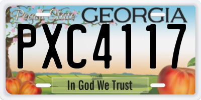 GA license plate PXC4117