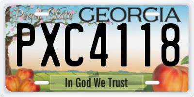 GA license plate PXC4118