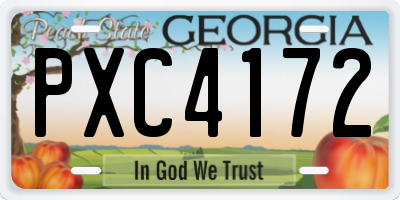 GA license plate PXC4172
