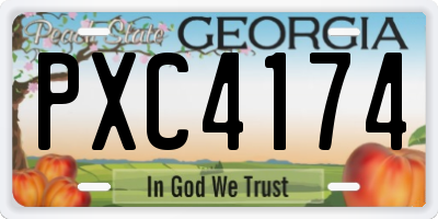 GA license plate PXC4174