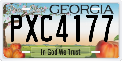 GA license plate PXC4177