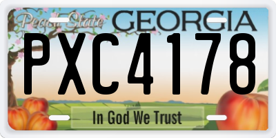 GA license plate PXC4178