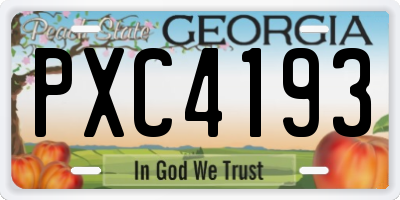 GA license plate PXC4193