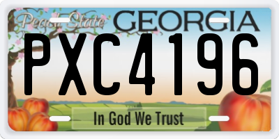 GA license plate PXC4196