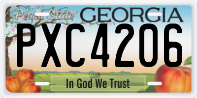 GA license plate PXC4206