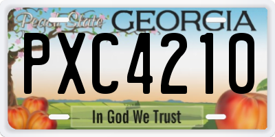 GA license plate PXC4210