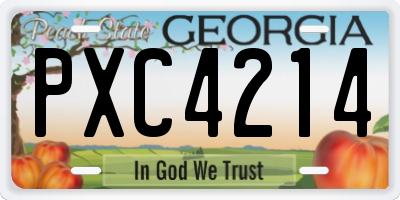 GA license plate PXC4214