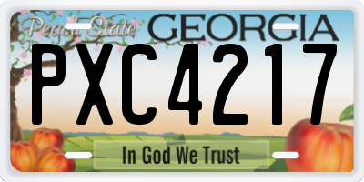 GA license plate PXC4217