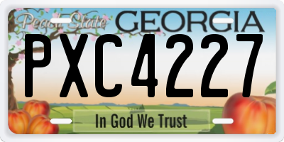 GA license plate PXC4227