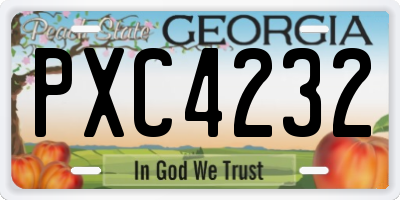 GA license plate PXC4232