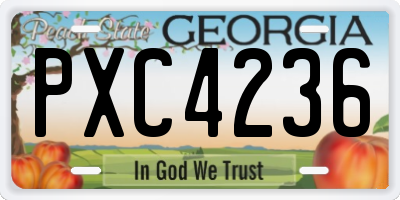 GA license plate PXC4236