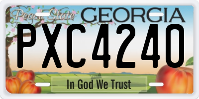GA license plate PXC4240