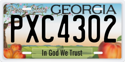 GA license plate PXC4302