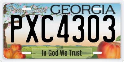 GA license plate PXC4303