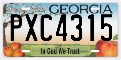 GA license plate PXC4315