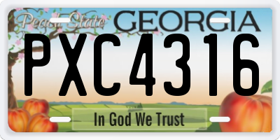GA license plate PXC4316