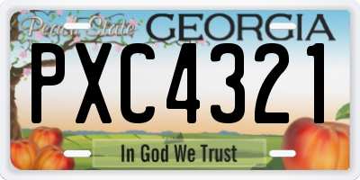 GA license plate PXC4321