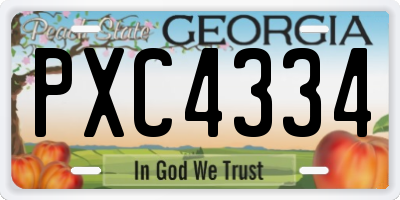 GA license plate PXC4334