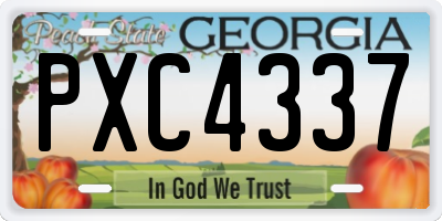 GA license plate PXC4337