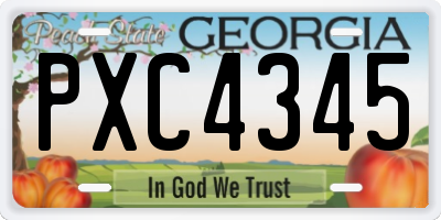 GA license plate PXC4345