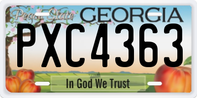 GA license plate PXC4363