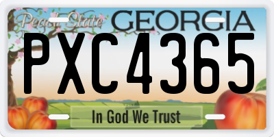 GA license plate PXC4365