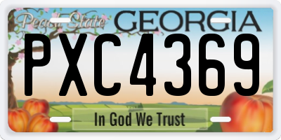 GA license plate PXC4369