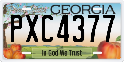 GA license plate PXC4377