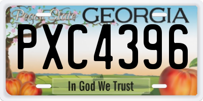 GA license plate PXC4396
