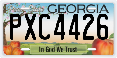 GA license plate PXC4426