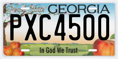GA license plate PXC4500
