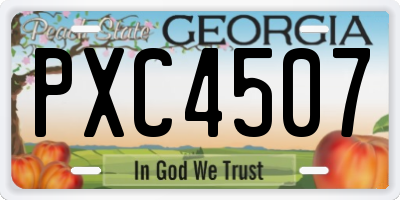 GA license plate PXC4507