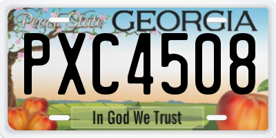 GA license plate PXC4508