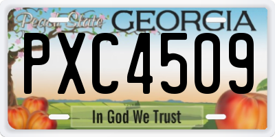 GA license plate PXC4509