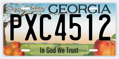 GA license plate PXC4512