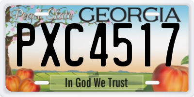 GA license plate PXC4517