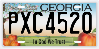GA license plate PXC4520