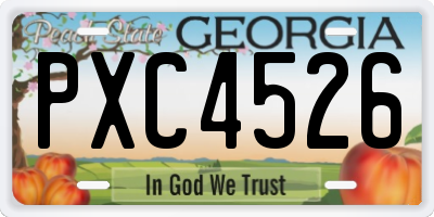 GA license plate PXC4526