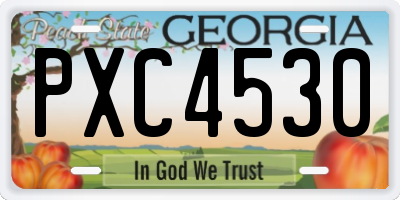 GA license plate PXC4530