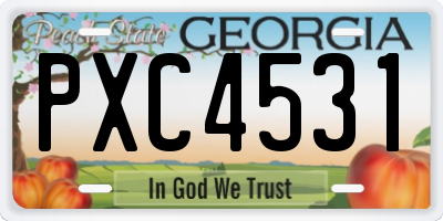 GA license plate PXC4531
