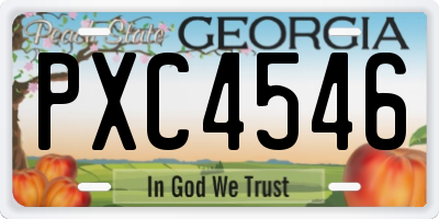 GA license plate PXC4546