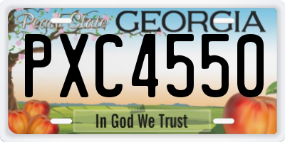 GA license plate PXC4550
